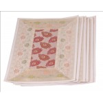 Indian Silk Table Runner with 6 Place Mats & 6 Coaster in White Color Size 16*62